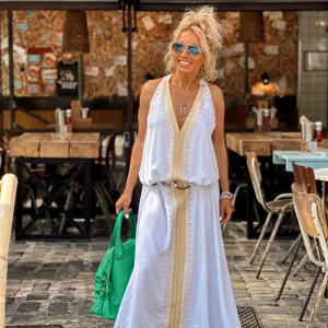 VESTIDO LONG FUZIA BLANCO