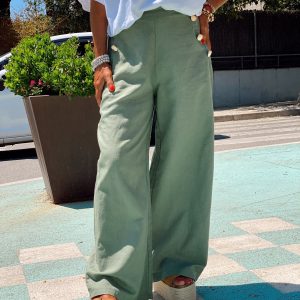 PANTALÓN CON BOTONES DORADOS ELISA VERDE