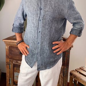 CAMISA LINO JAVIER GRIS