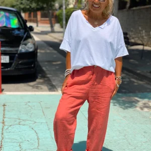 PANTALÓN LINO BOTONES MULTICOLOR