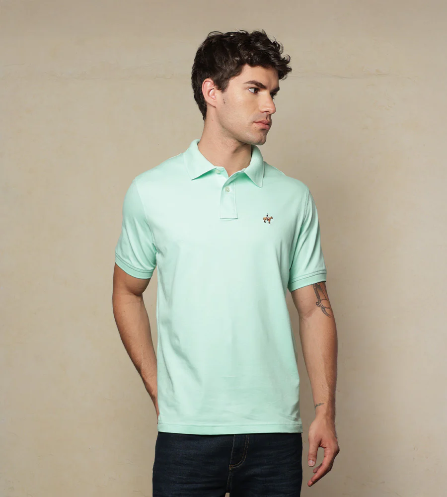 Polo Fondo Entero Color Verde Agua Claro Ref. 101051125
