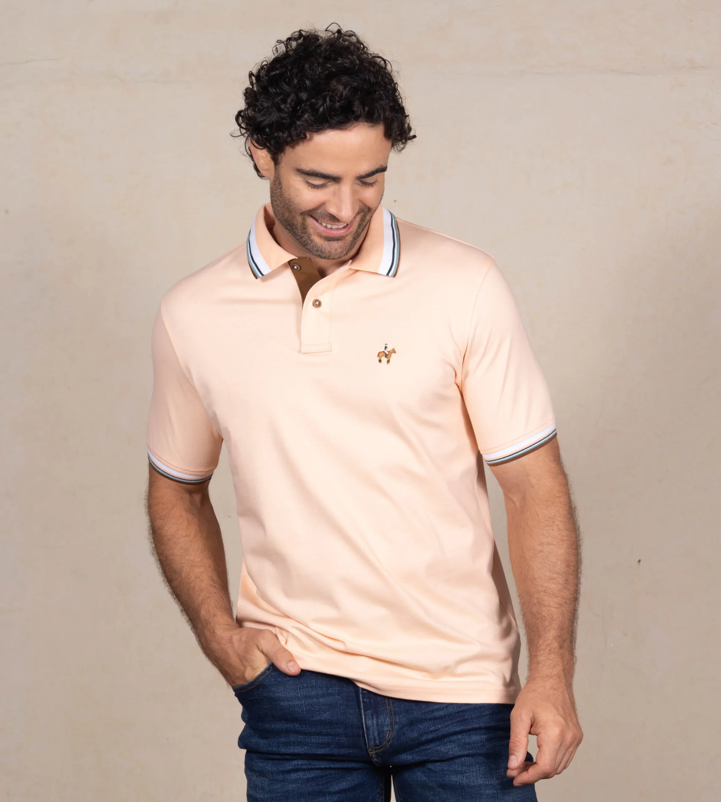 Polo Contraste Color Naranja Claro Ref. 130211225