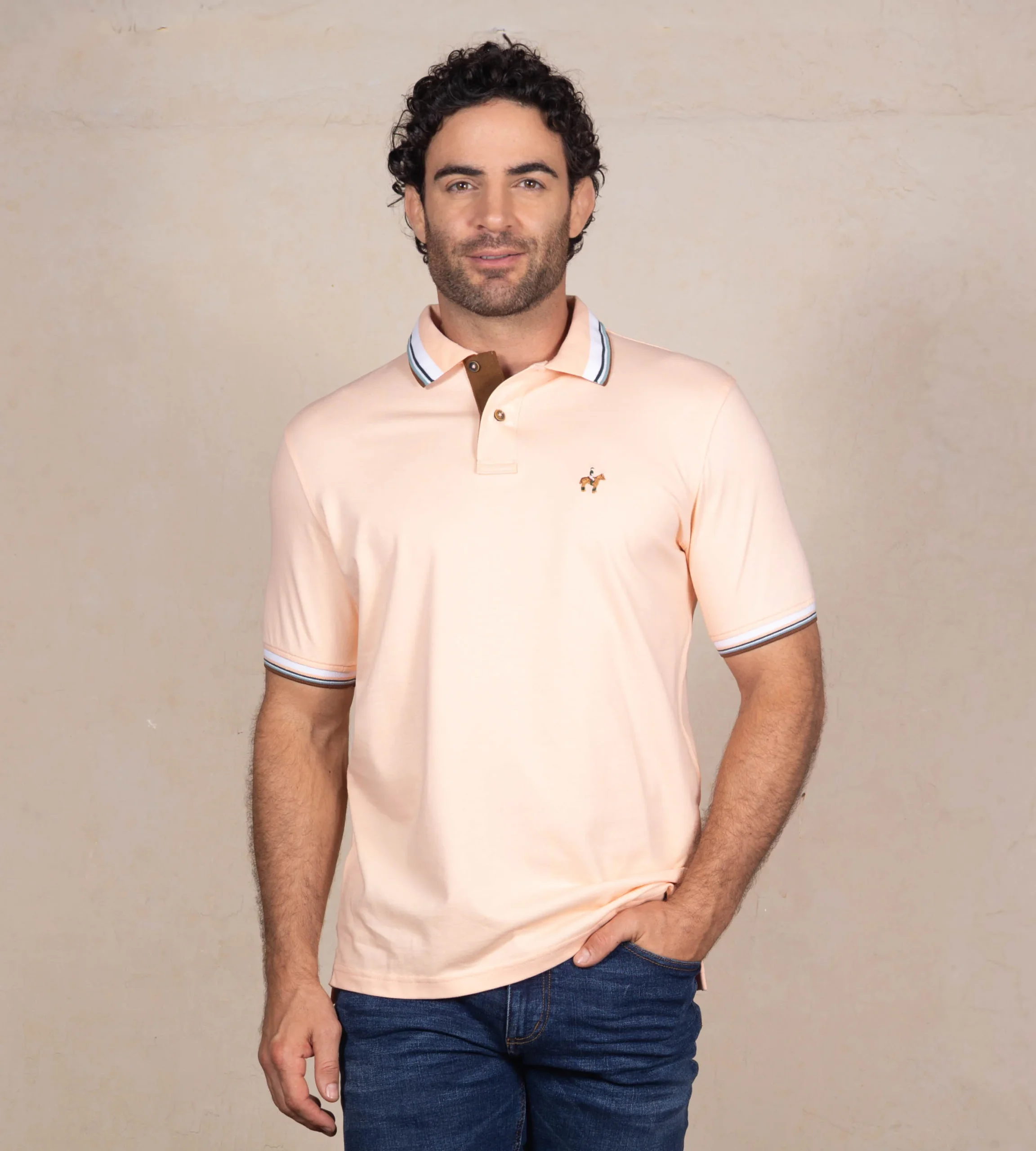 Polo Contraste Color Naranja Claro Ref. 130211225 - Imagen 3