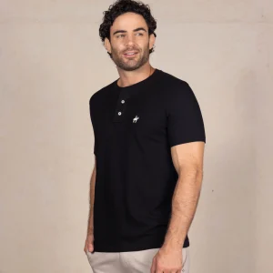 Camiseta Cuello Henley Negro Ref. 147031225