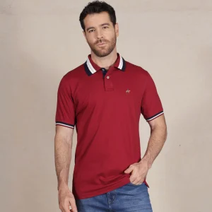 Polo Contraste Color Rojo Vino Ref. 130070226