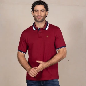 Polo Contraste Color Rojo Vino Ref. 130321225