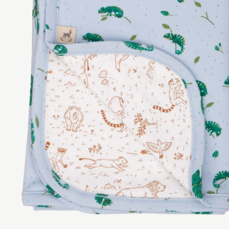 Manta Doble Cara - Camaleones - Celeste - Imagen 4