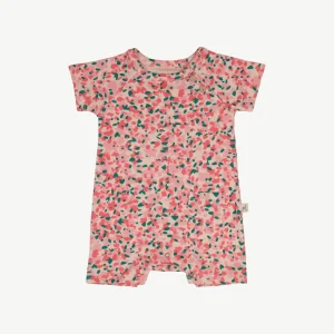 Enterizo Manga Corta - Flores - Durazno Suave