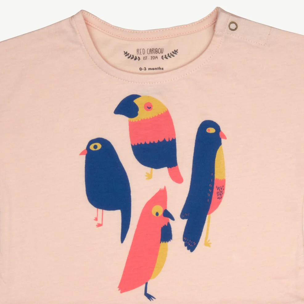 T-shirt Manga Corta - Pájaros - Durazno Suave - Imagen 3