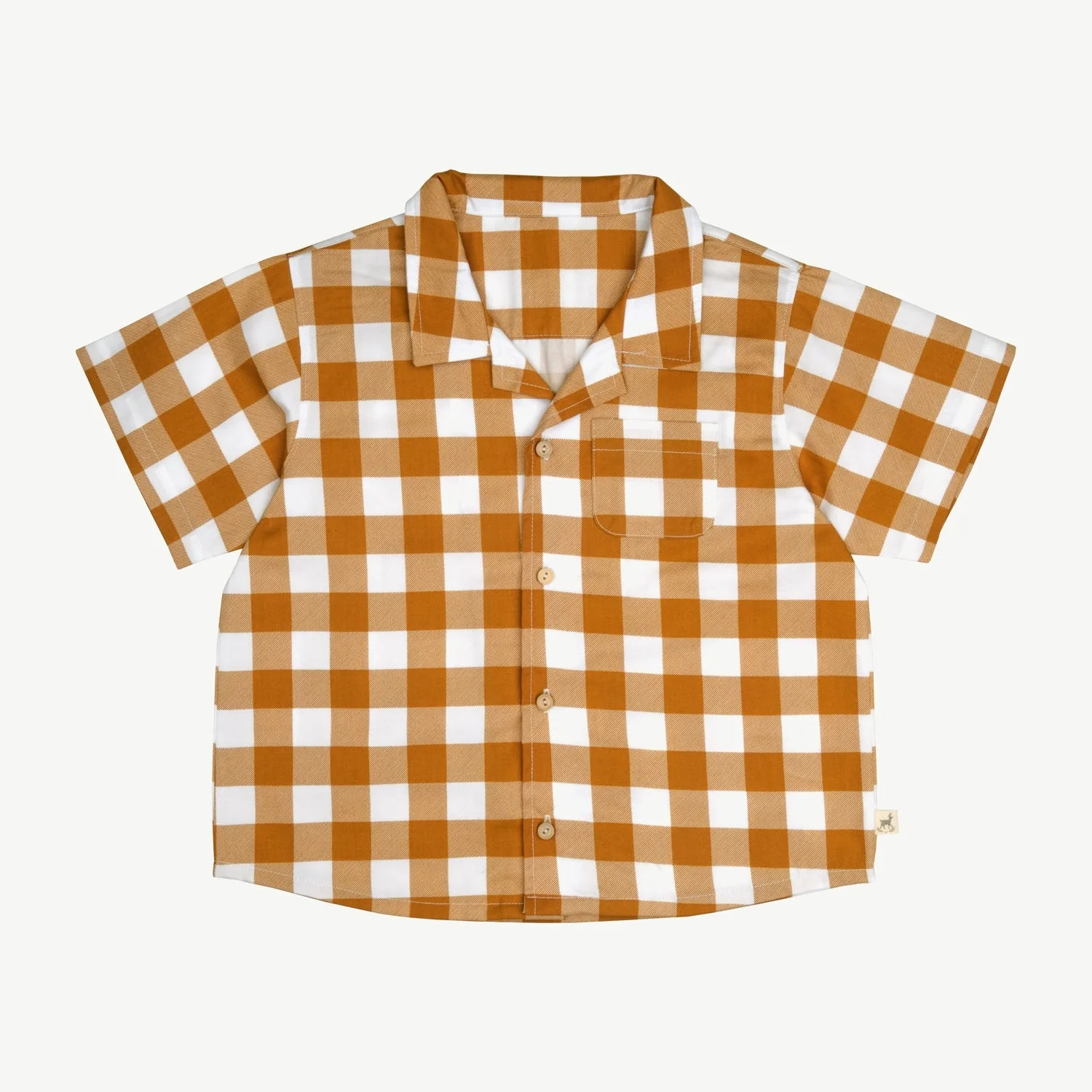 Camisa Aloha Manga Corta - Cuadros Vichy - Mostaza