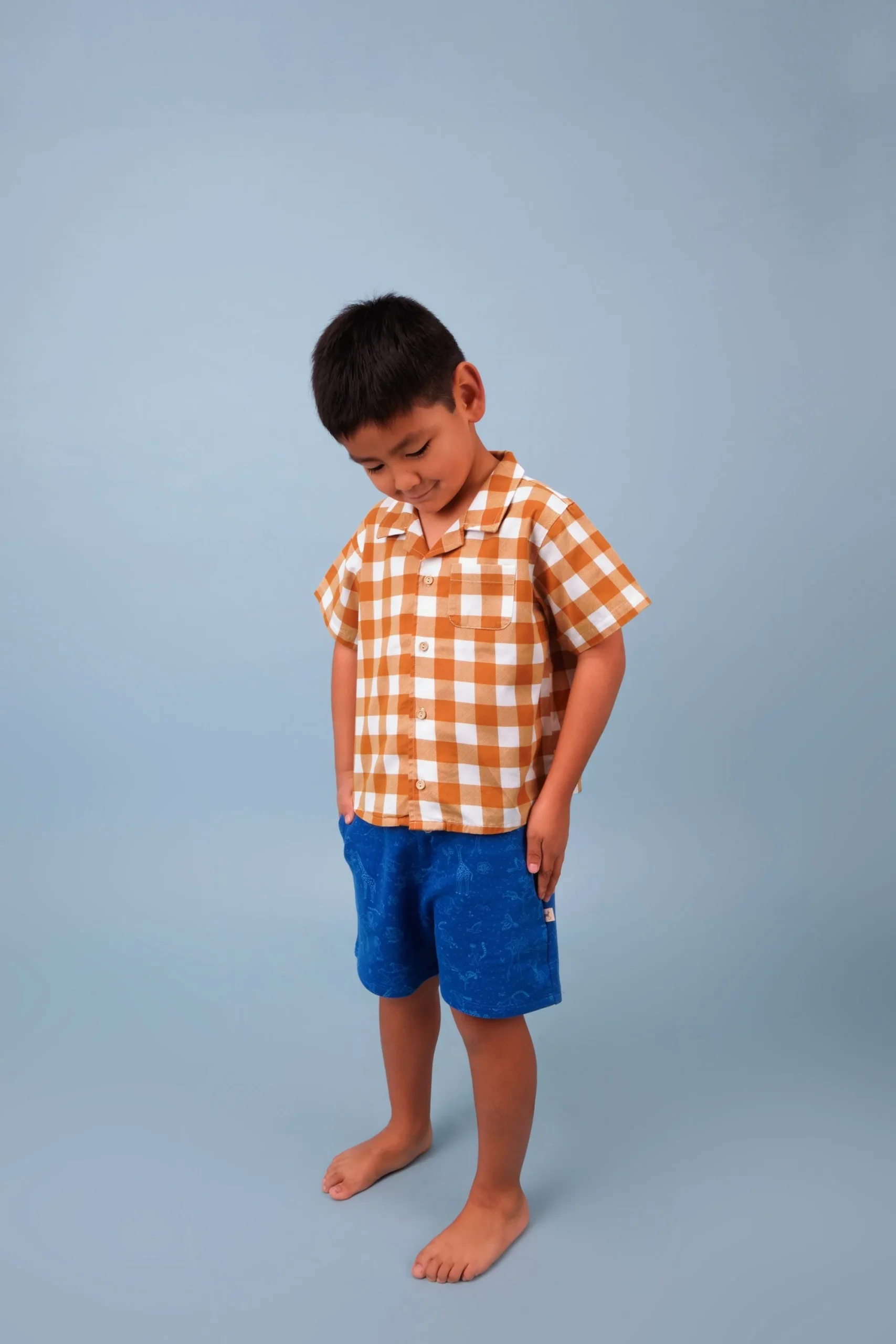 Camisa Aloha Manga Corta - Cuadros Vichy - Mostaza - Imagen 4