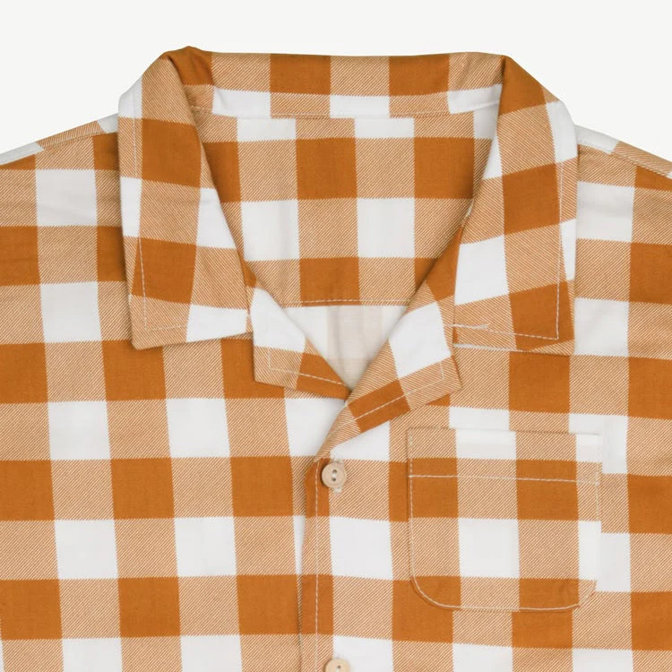 Camisa Aloha Manga Corta - Cuadros Vichy - Mostaza - Imagen 3