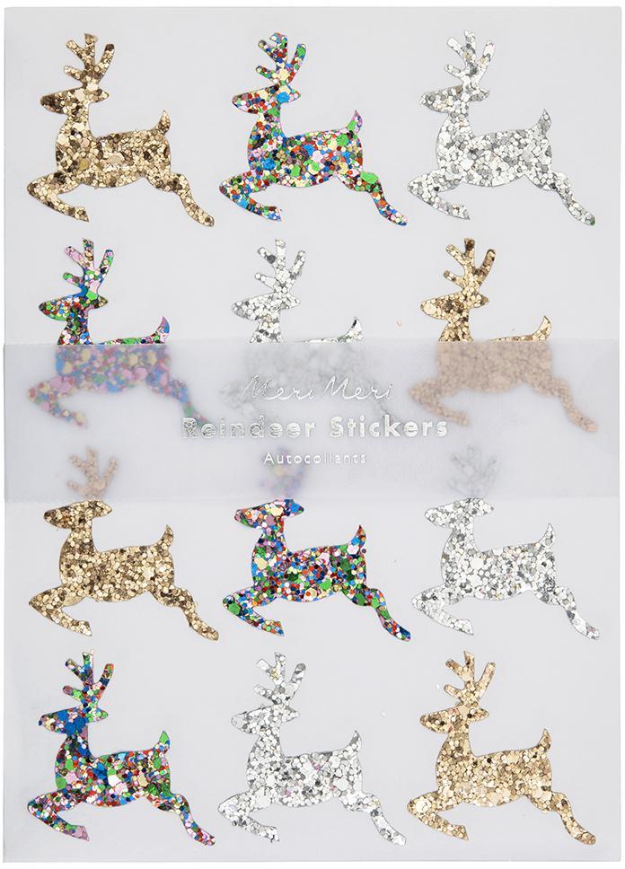 Hojas de Stickers - Renos glitter
