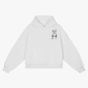 Sudadera oversize boxy con capucha Broken Bear blanca