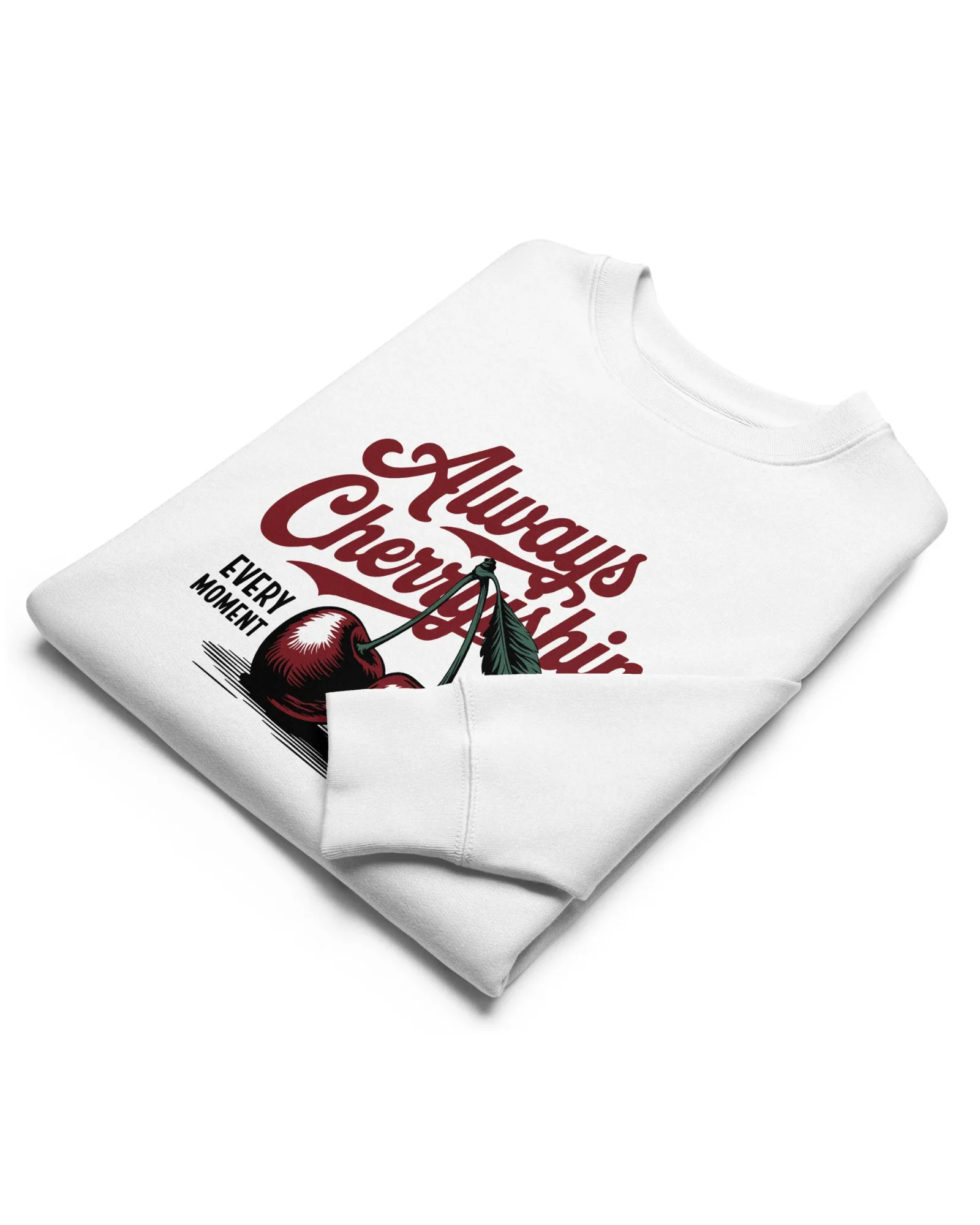 Sudadera sin capucha blanca Cherry — Algodón orgánico - Imagen 4