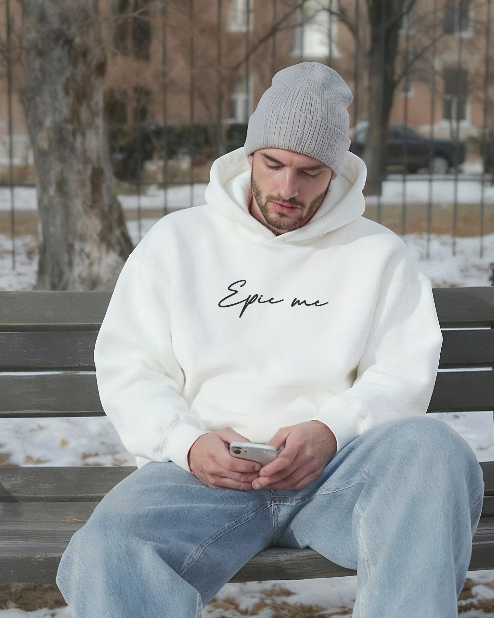 Sudadera oversize con capucha EPIC ME blanca - Imagen 3